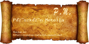 Pászkán Metella névjegykártya